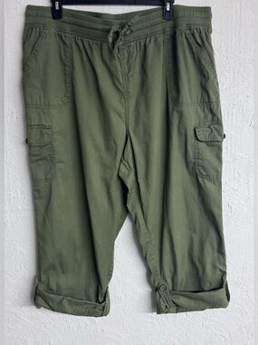 Woman Within Plus Size Convertible Length Cargo Capri Bermuda Pants Size 24W